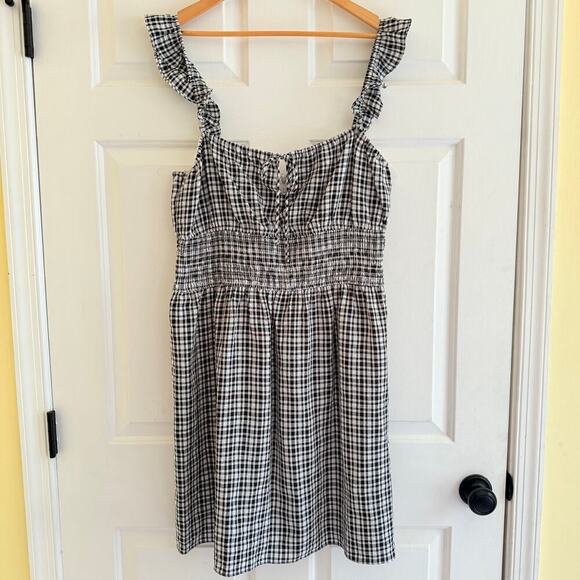WAYF Gingham Checkered Smocked Dress Size XL ruffle sleeves Prairie Peasant - Picture 1 of 6